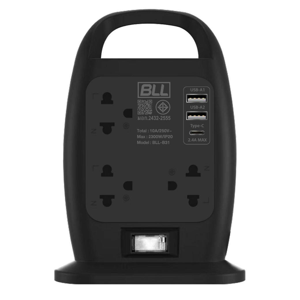 ปลั๊กไฟ BLL B31 7ช่อง 1สวิตซ์ 2USB 1 Type C 3เมตร