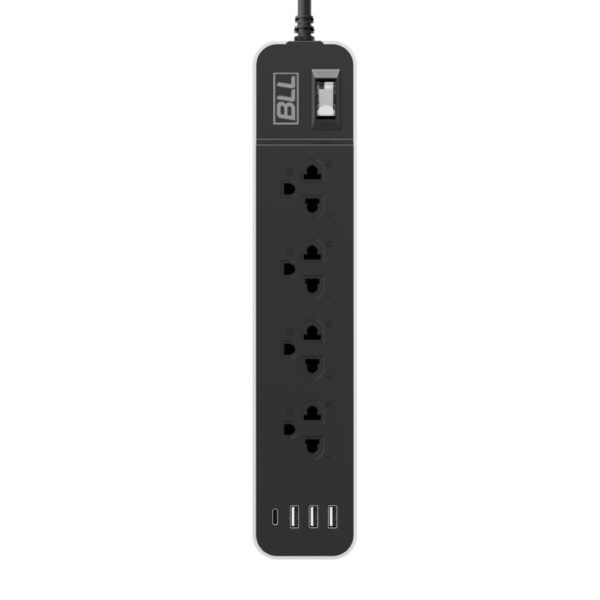 BLL B38 ปลั๊กไฟ 4ช่อง 1สวิตซ์ 2USB 1TC 5ม. สีดำ