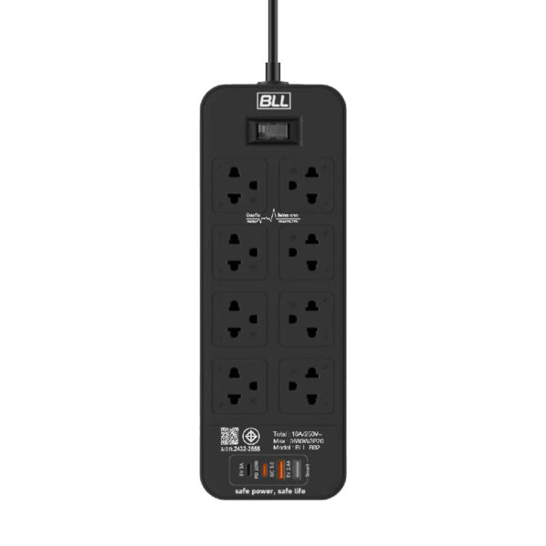 ปลั๊กไฟ BLL B92 8ช่อง 1สวิตซ์ 2ช่องUSB 2ช่องType-C