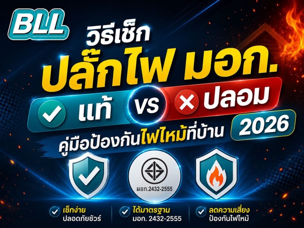 วิธีดูปลั๊กไฟ มอก. แท้ vs ปลอม 2026: 3 ขั้นตอนเช็กง่ายๆ ป้องกันไฟไหม้
