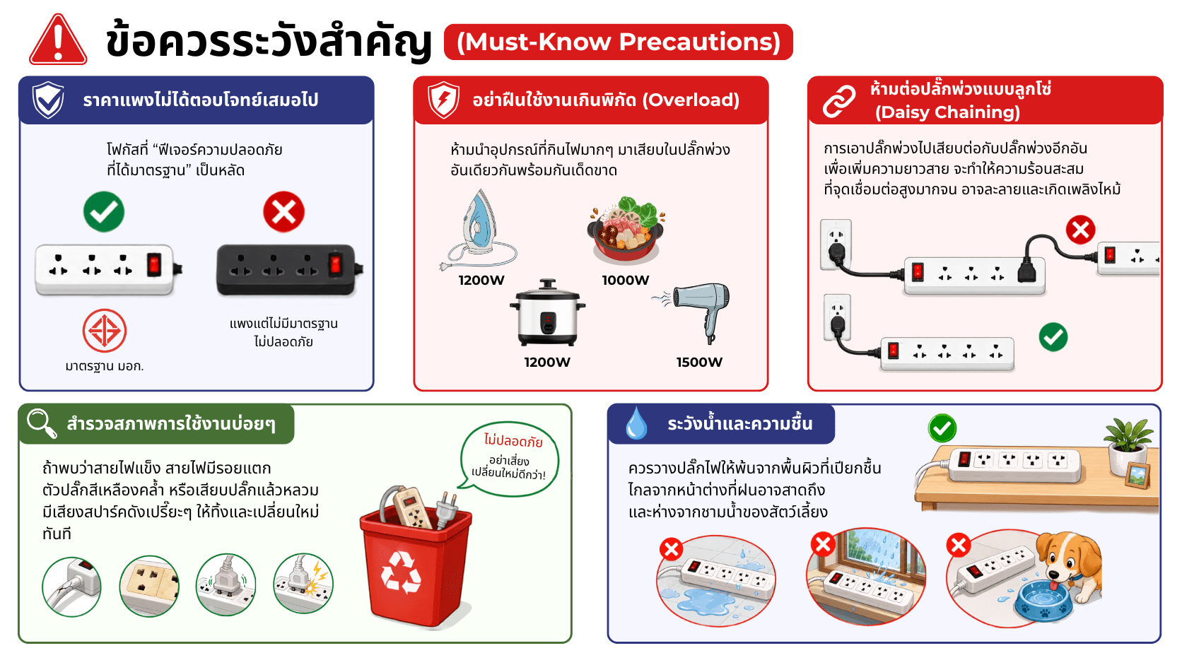 ปลั๊กไฟแพงกว่าดีกว่าจริงไหม? วิธีเลือกให้คุ้มและปลอดภัย ข้อควรระวังสำคัญ