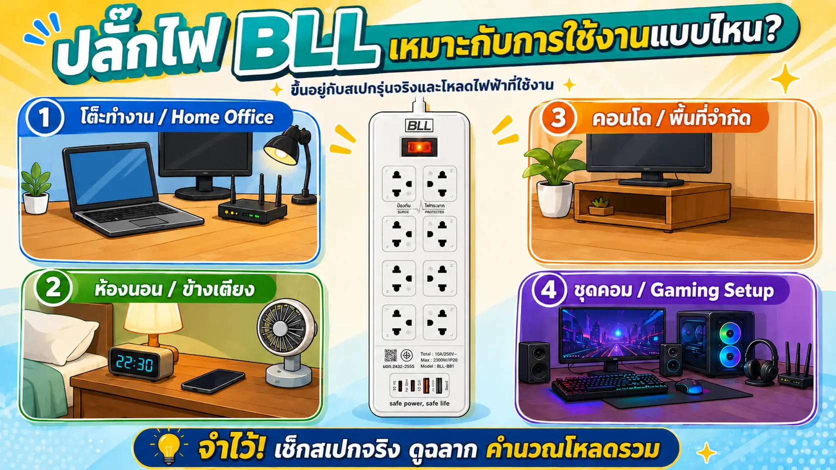 ปลั๊กไฟ BLL เหมาะกับการใช้งานแบบไหน?