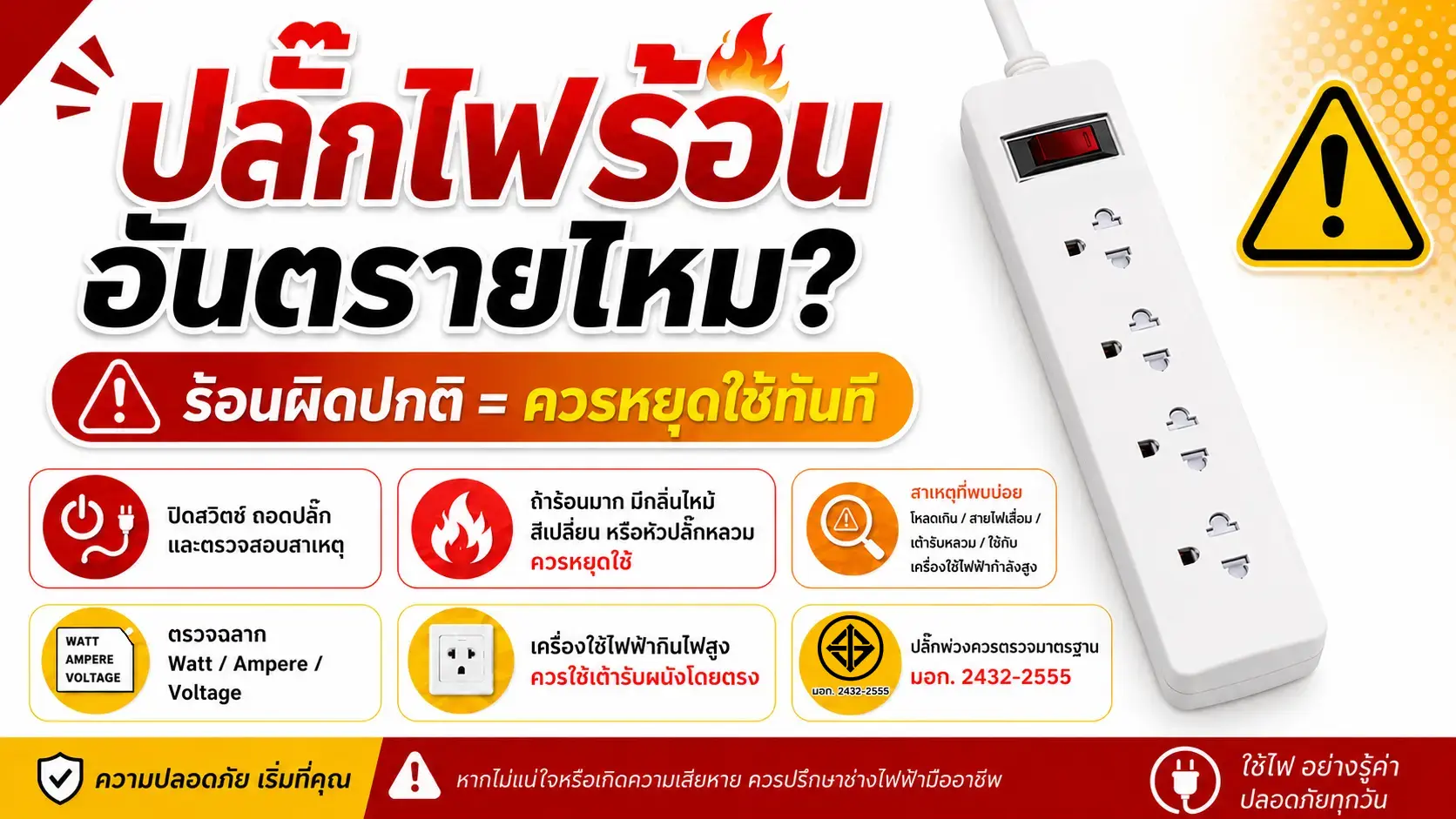 ปลั๊กไฟร้อน อันตรายไหม?