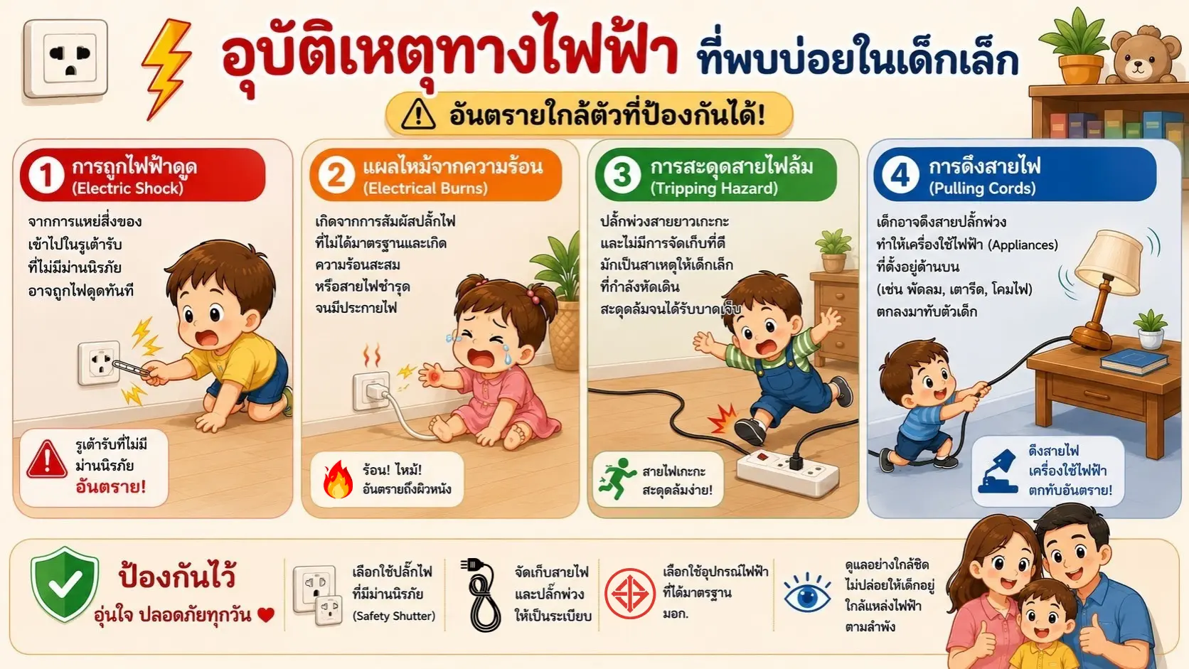 อุบัติเหตุทางไฟฟ้าที่พบบ่อยในเด็กเล็ก