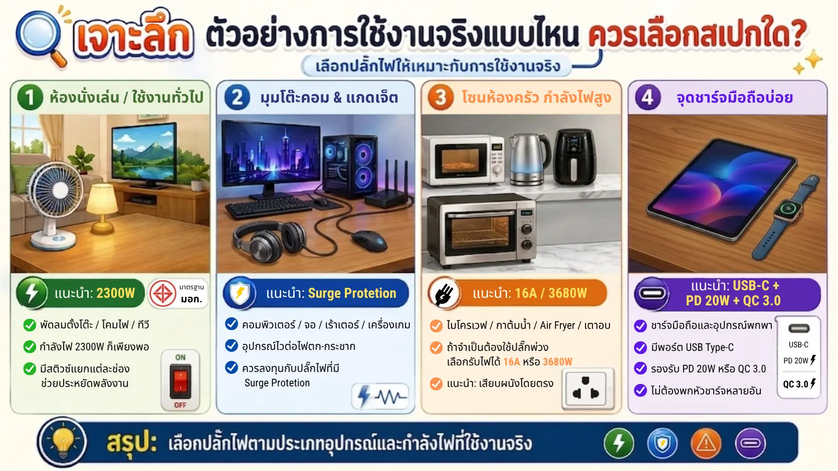 เจาะลึก ตัวอย่างการใช้งานจริงแบบไหน ควรเลือกสเปกใด?