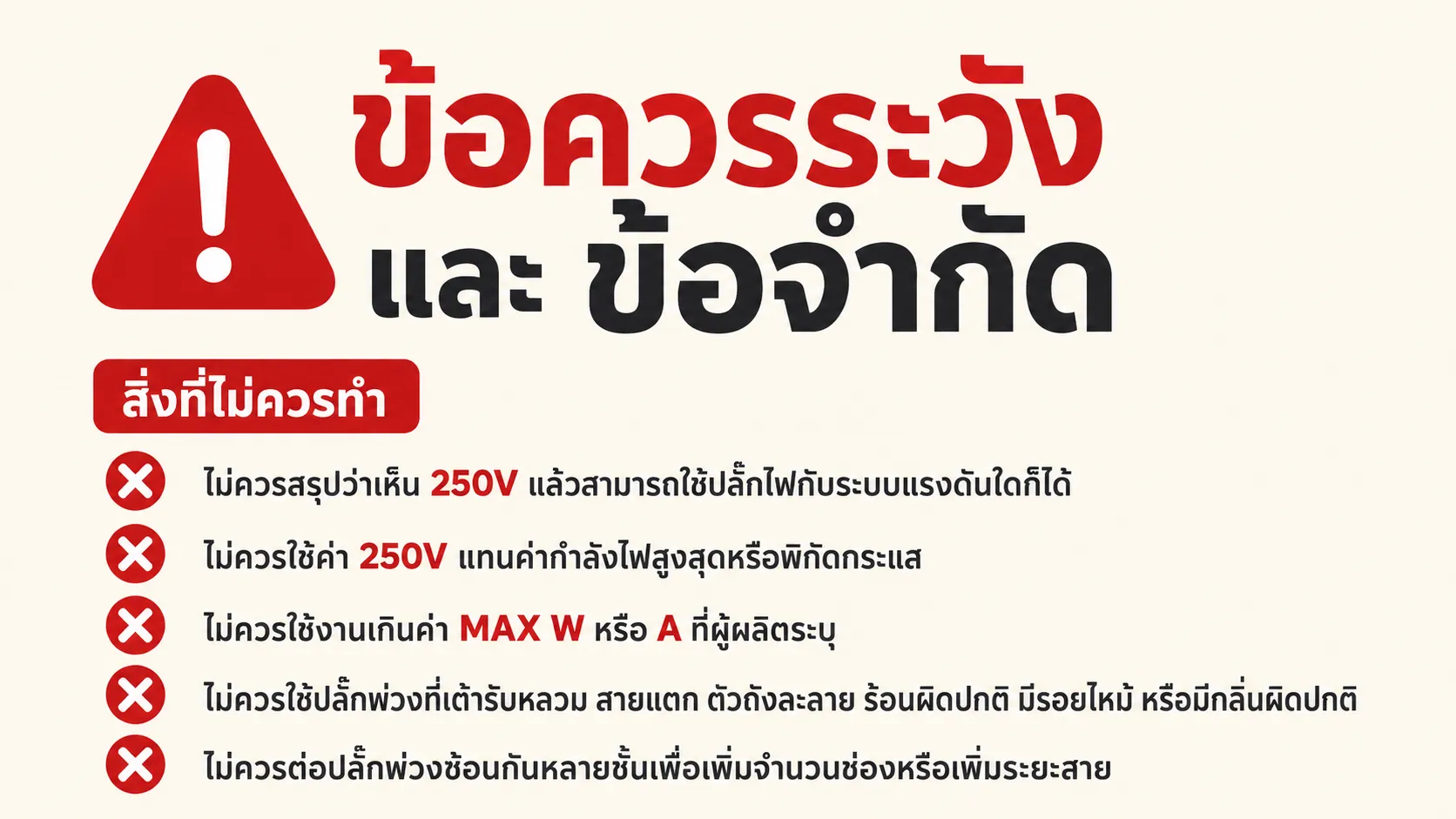 ข้อควรระวังและข้อจำกัด