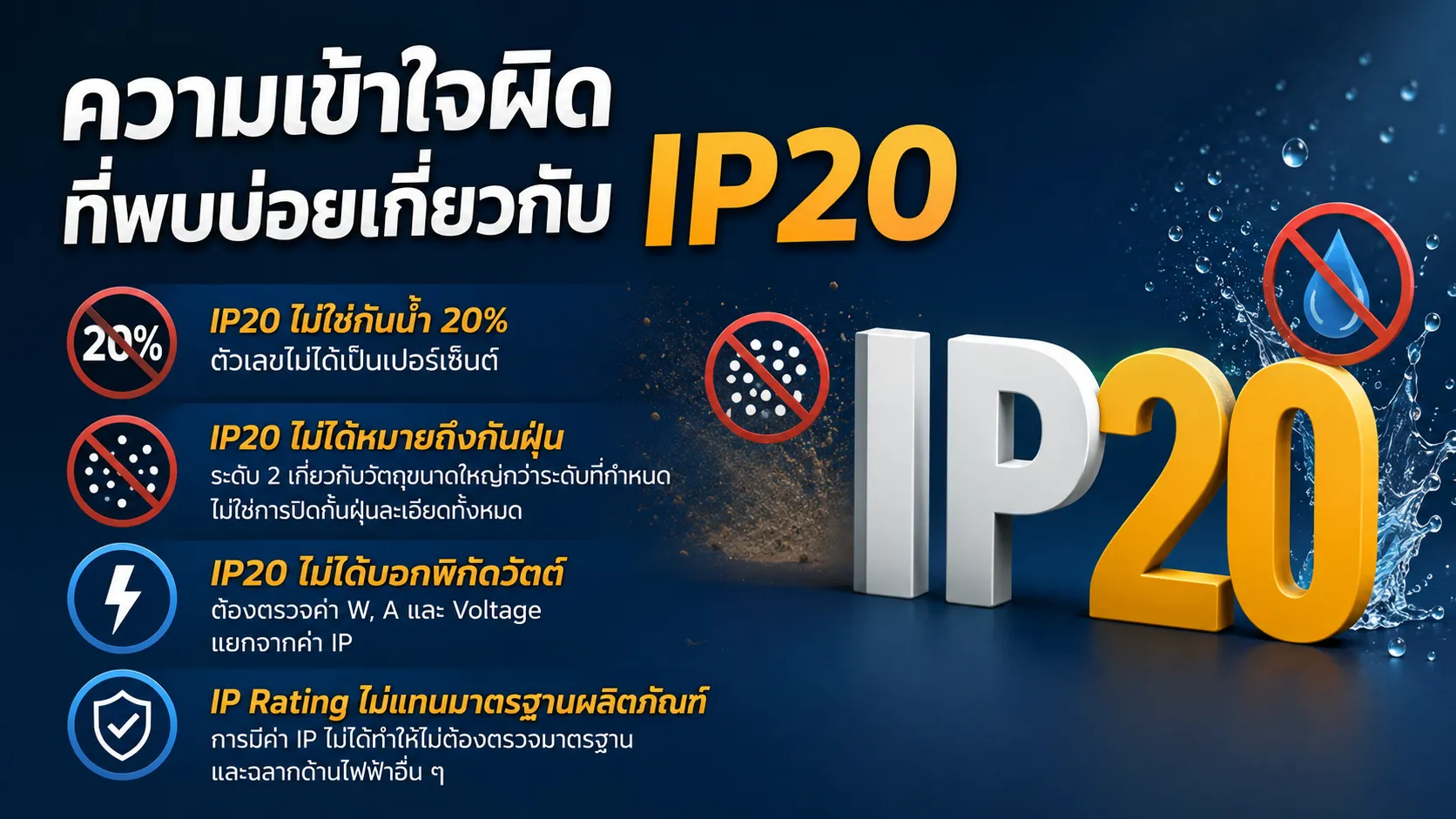 ความเข้าใจผิดที่พบบ่อยเกี่ยวกับ IP20