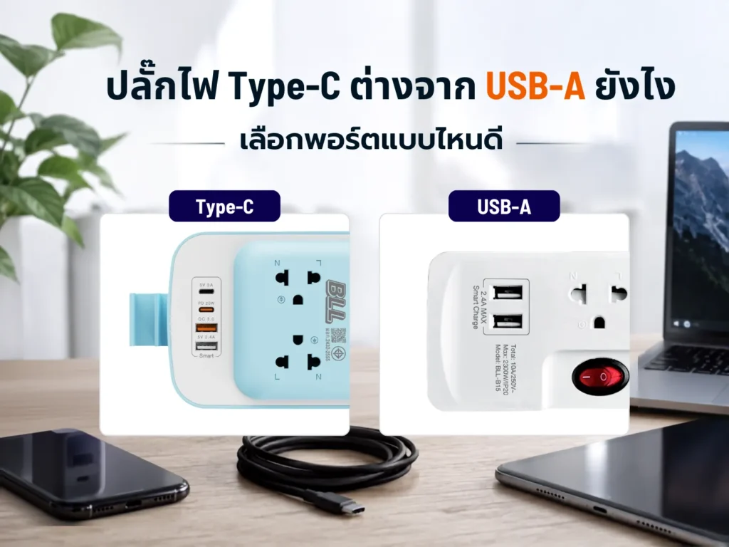 ปลั๊กไฟ Type-C ต่างจาก USB-A ยังไง