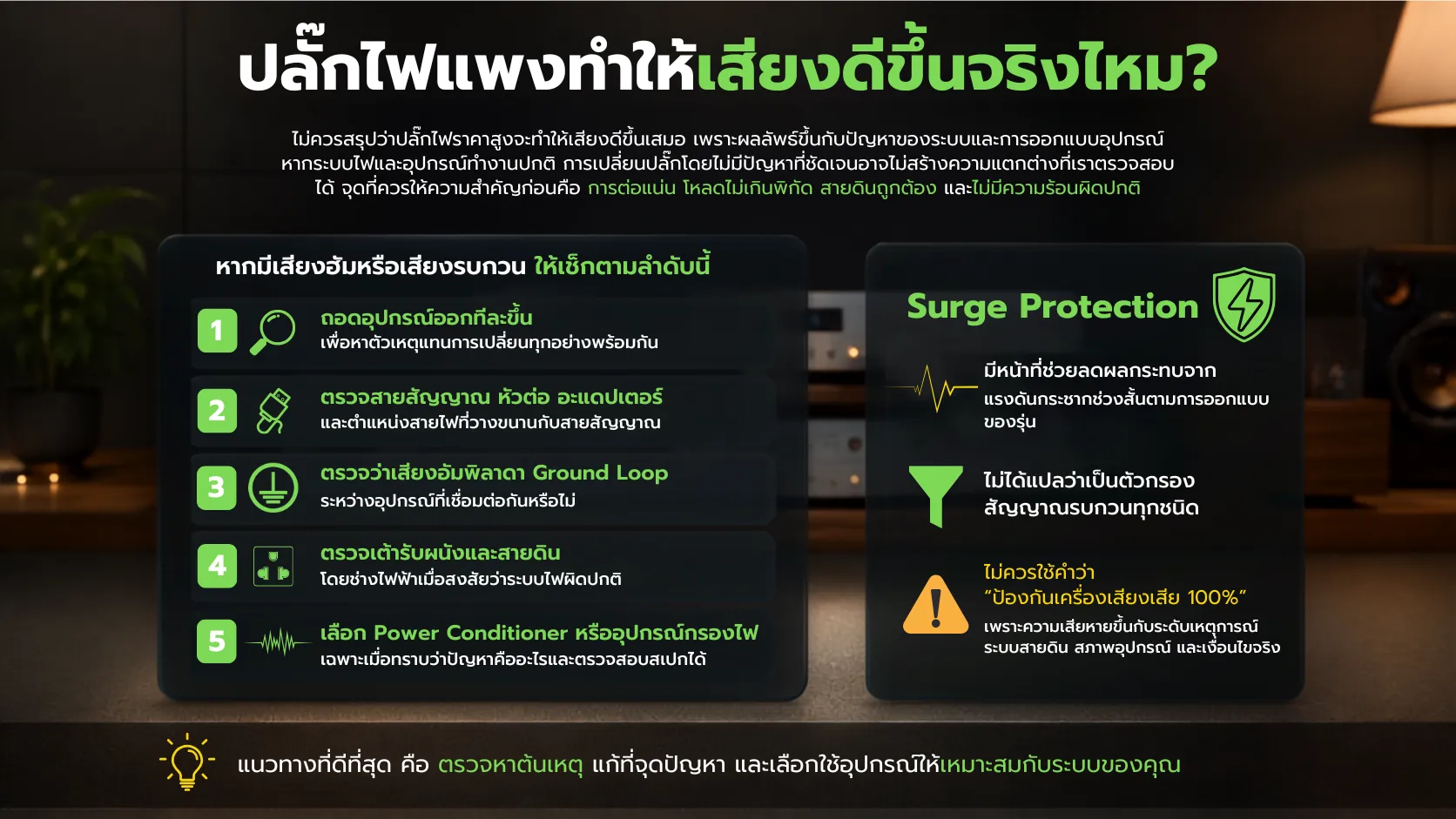 ปลั๊กไฟแพงทำให้เสียงดีขึ้นจริงไหม?