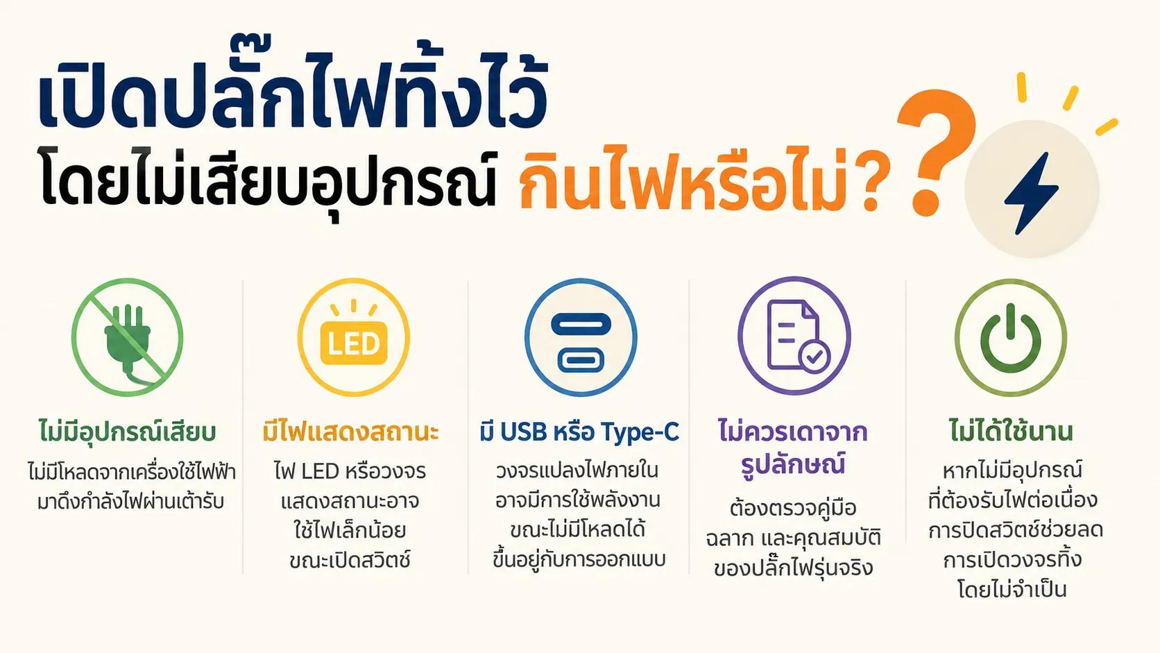 การเปิดสวิตช์ปลั๊กไฟขณะที่ไม่มีเครื่องใช้ไฟฟ้าเสียบอยู่