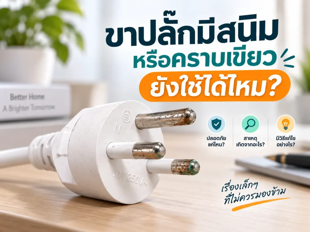 ขาปลั๊กมีสนิมหรือคราบเขียว ยังใช้ได้ไหม?