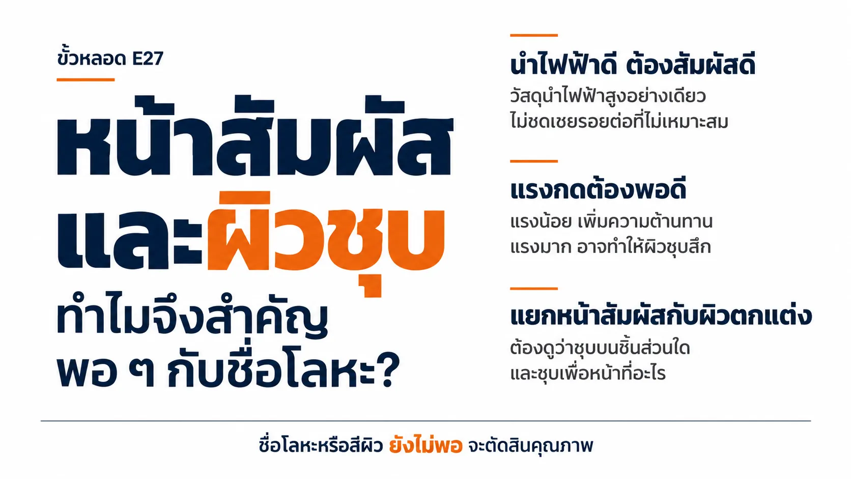 ทำไมหน้าสัมผัสและผิวชุบจึงสำคัญพอ ๆ กับชื่อโลหะ?