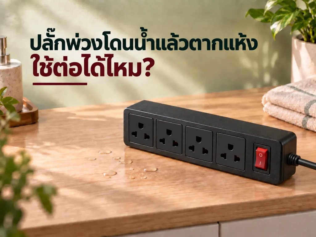 ปลั๊กพ่วงโดนน้ำแล้วตากแห้ง ใช้ต่อได้ไหม?