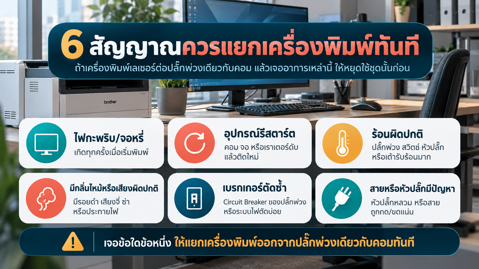 อาการแบบไหนบอกว่าควรแยกเครื่องพิมพ์ออกทันที