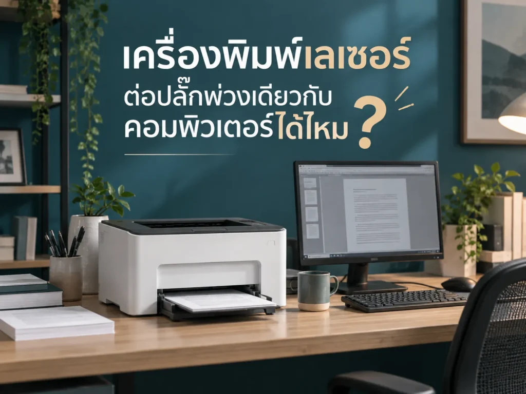 เครื่องพิมพ์เลเซอร์ต่อปลั๊กพ่วงเดียวกับคอมพิวเตอร์ได้ไหม?