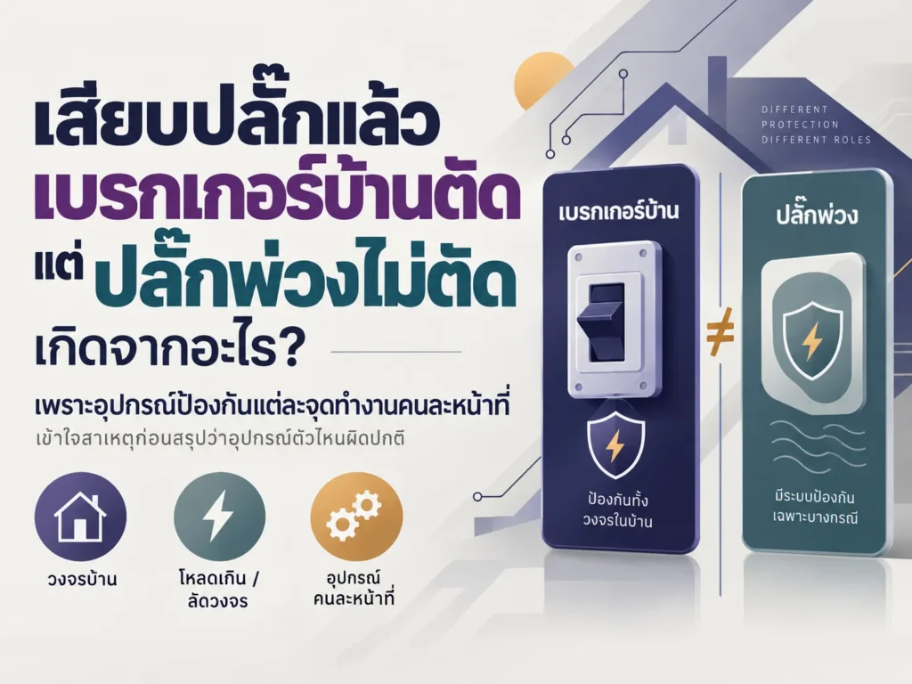 เสียบปลั๊กแล้วเบรกเกอร์บ้านตัด แต่ปลั๊กพ่วงไม่ตัด เกิดจากอะไร?