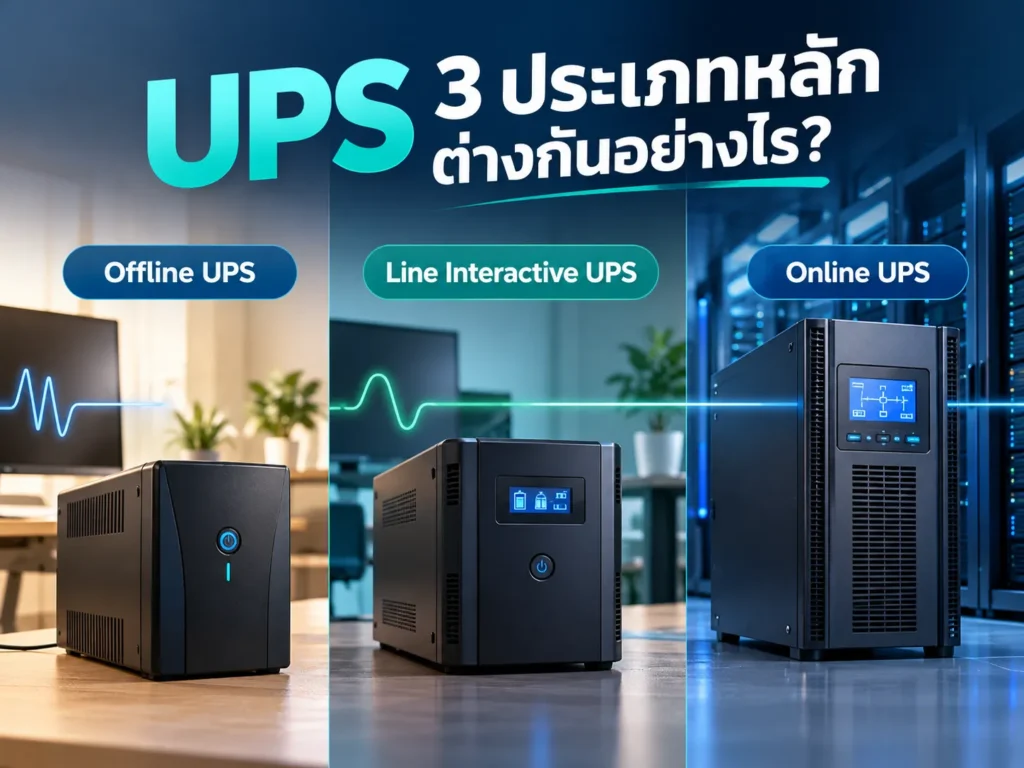 UPS 3 ประเภท Offline : Line Interactive : Online ต่างกันอย่างไร?
