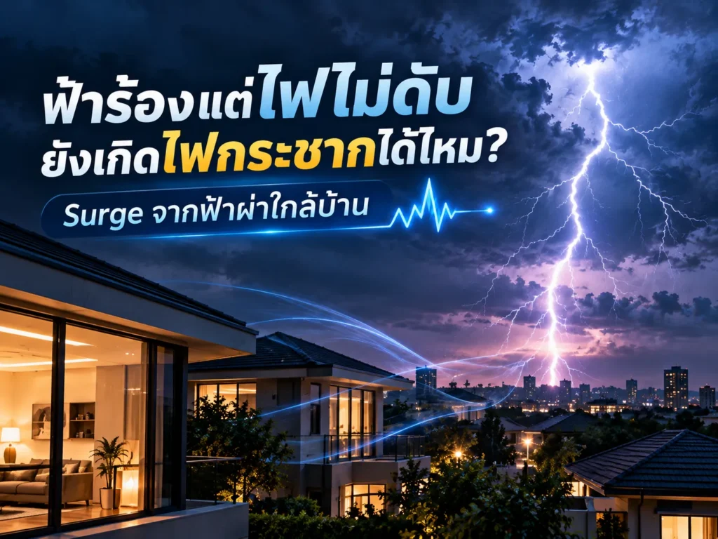ฟ้าร้องแต่ไฟบ้านไม่ดับ ยังเกิดไฟกระชากได้ไหม? Surge จากฟ้าผ่าใกล้บ้าน