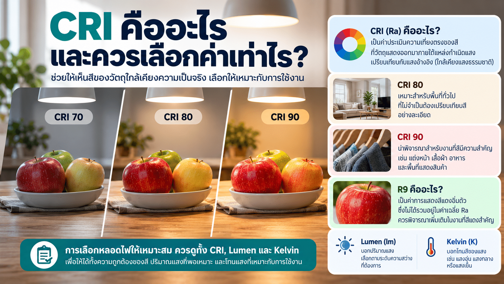 สรุป CRI คืออะไร และควรเลือกค่าเท่าไร