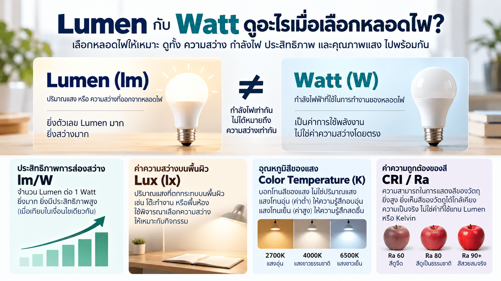 สรุป Lumen กับ Watt ก่อนเลือกหลอดไฟ